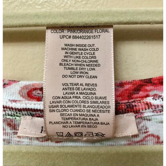 Philosophy Pima Cotton Short Sleeve Pink Floral Top Women's XL - Picture 5 of 7